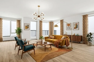 Virtually Staged Mid-Century Living Room