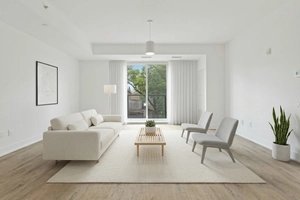 Virtually Staged Minimalist Living Room