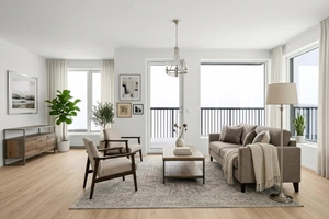 Virtually Staged Transitional Living Room