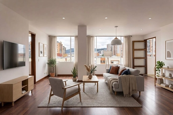 Virtually Staged Scandinavian Living Room