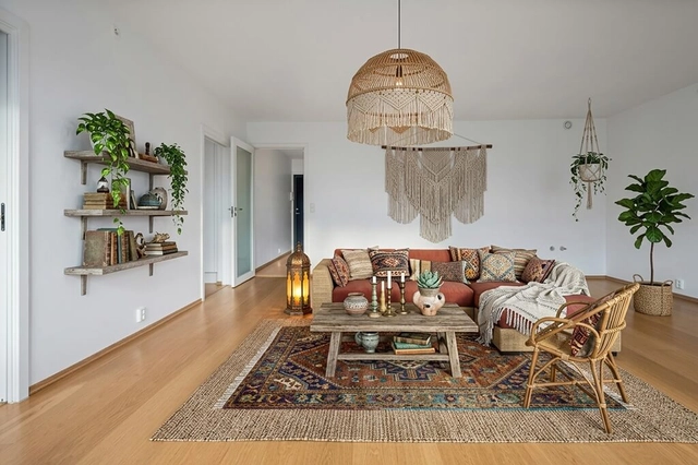 Sala de Estar Boêmia com Staging Virtual