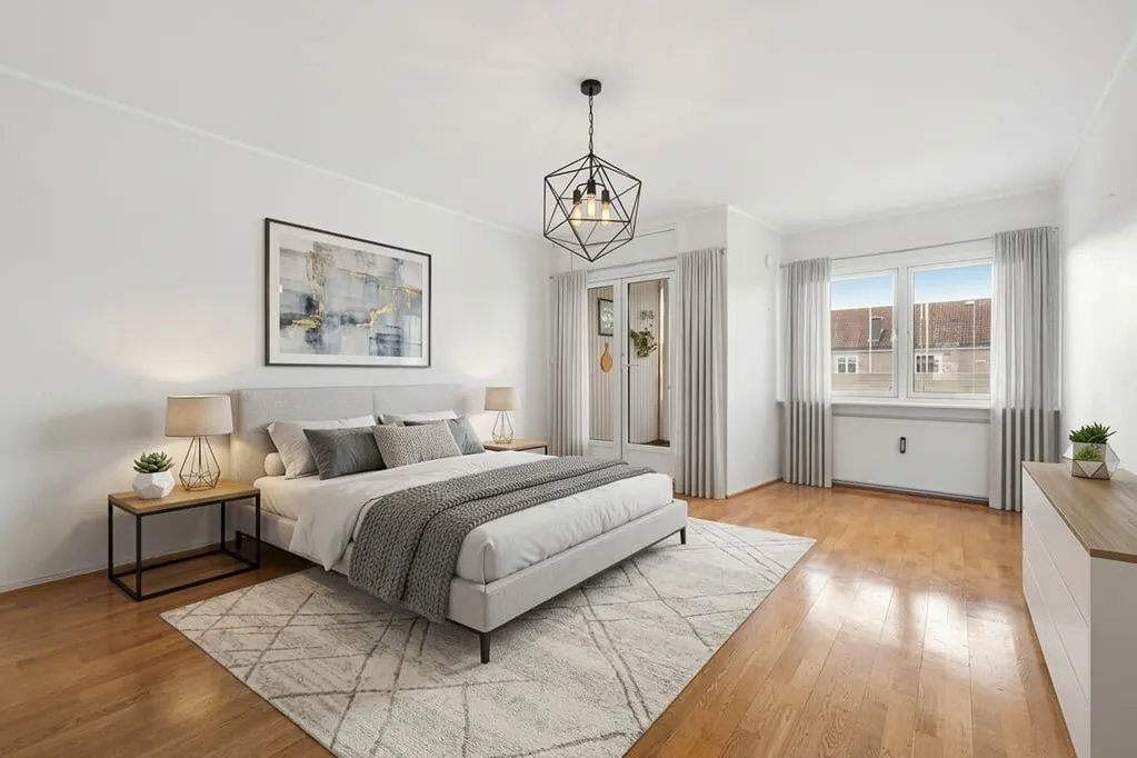 Virtually Staged Modern Bedroom
