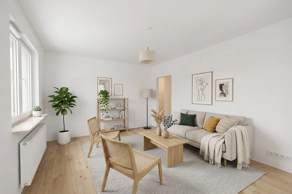 Virtually Staged Scandinavian Living Room