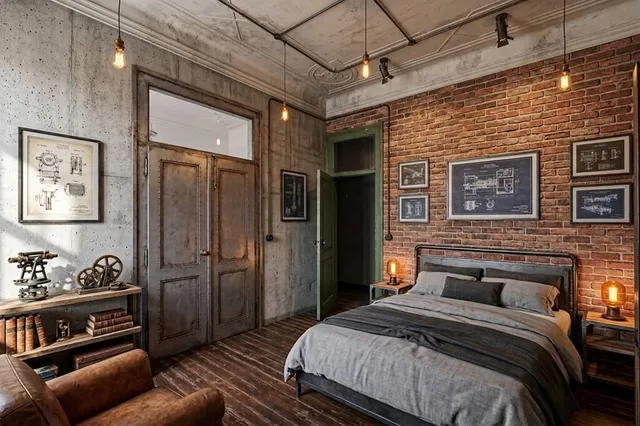 Chambre industrielle rénovée