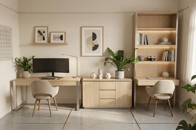 Bureau à domicile moderne rénové