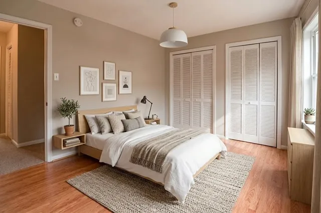 Virtually Staged Scandinavian Bedroom