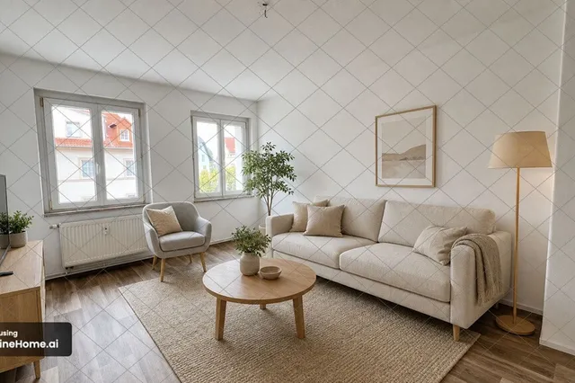 Przykład 1 – Pusty salon zamieniony w umeblowane wnętrze - ReimagineHome AI