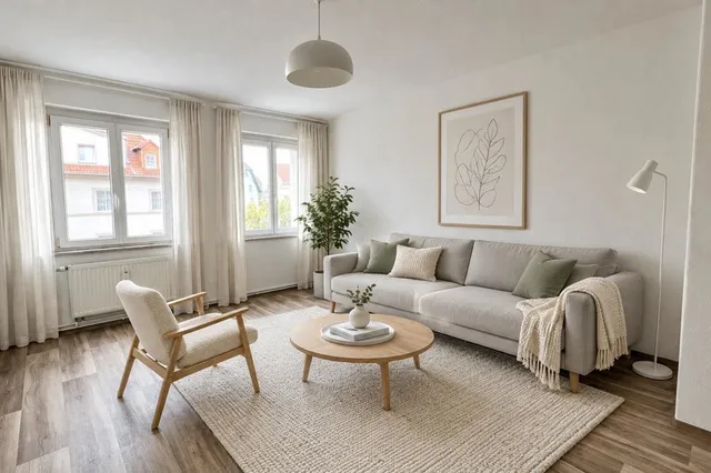 Przykład 1 – Pusty salon zamieniony w umeblowane wnętrze - RoomStaging