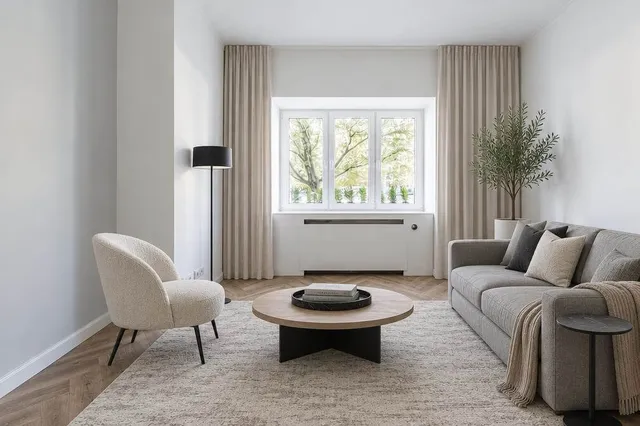 Example 2 – An empty living room furnished in a modern style - RoomStaging