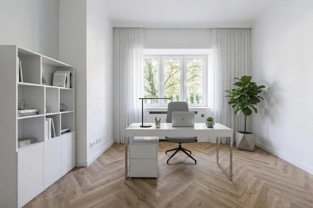 Virtually Staged Modern Home Office