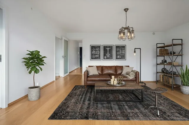 Virtually Staged Industrial Living Room
