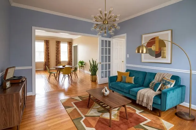 Virtually Staged Mid-Century Living Room