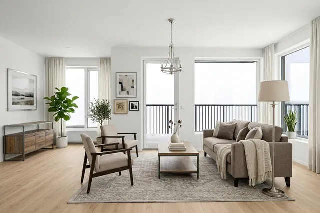 Virtually Staged Transitional Living Room