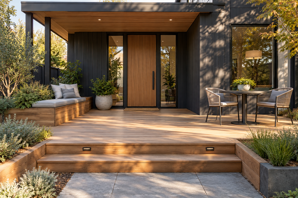 Contemporary Deck with Integrated Outdoor Living