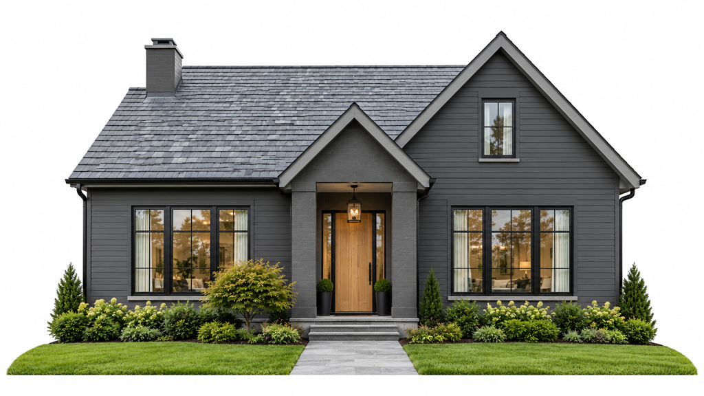 Charcoal Gray House with Slate or Architectural Gray Roof