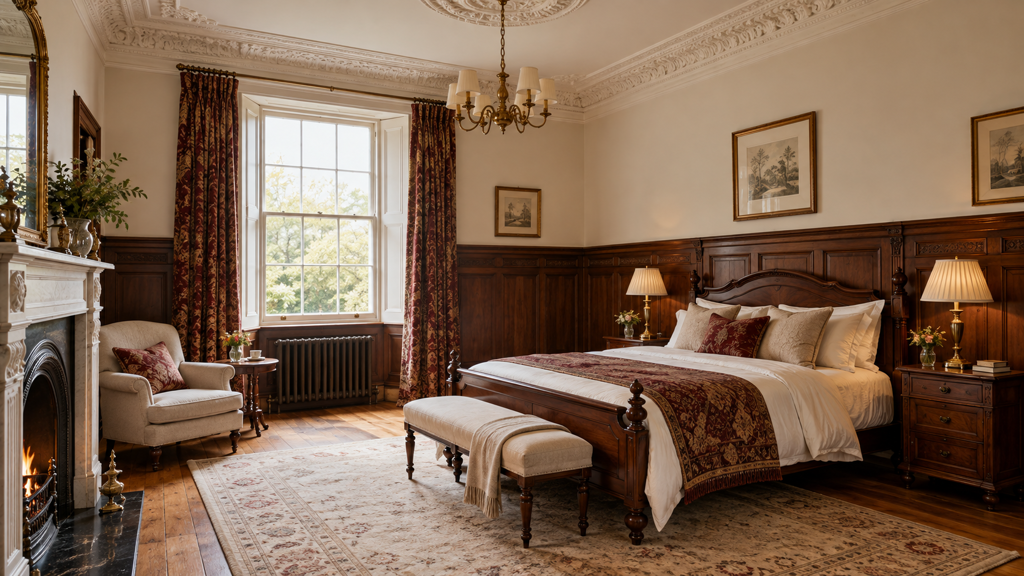 Rich Wood Paneling and Ceiling Details