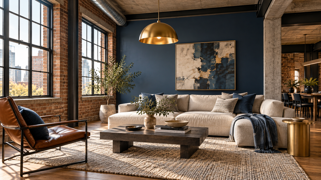 Luxe Industrial with Steel Blue and Matte Gold